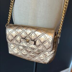 Luxurious Gold Quilted Crossbody Bag with Chain Strap